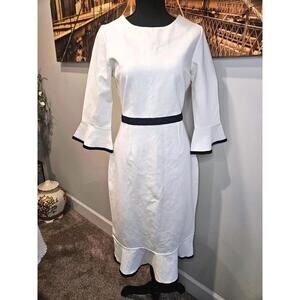 Nwt SweetSalt Elegant White Fitted Dress with Velvet Trim